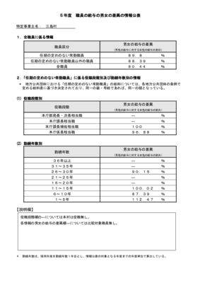 令和5年度　三島村職員の給与の男女の差異の情報のサムネイル